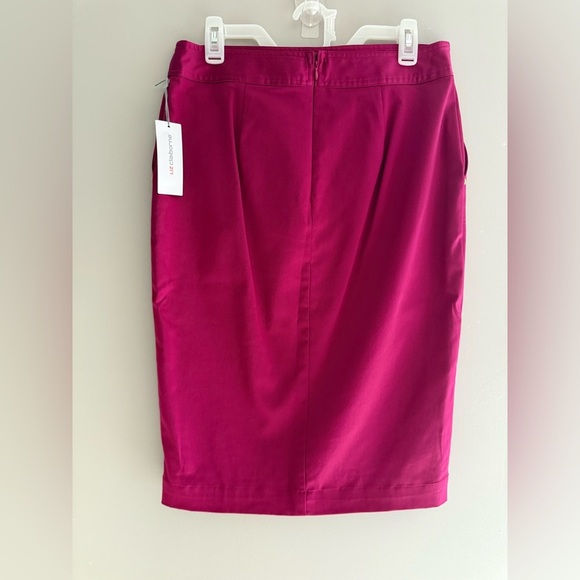 Liz Claiborne Womens Pink Pencil Skirt SZ 10P New Straight Pockets Cotten Blend - Picture 3 of 7